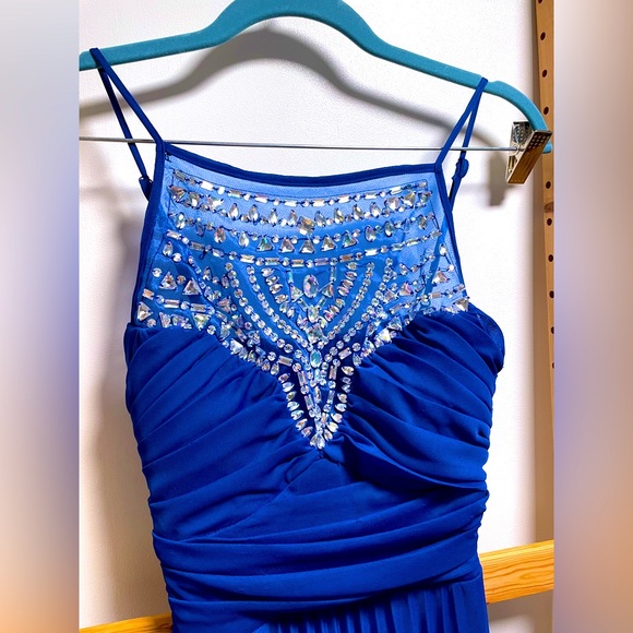 🌸NWT- B DARLIN Navy Blue Long Prom Dress - Picture 3 of 7